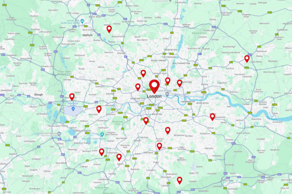 map of London with areas we cover